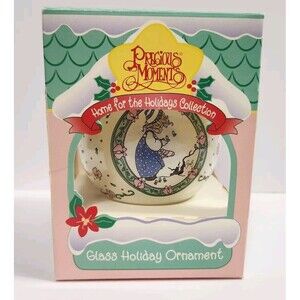 Vtg 1995 Precious Moments Glass Holiday Ornament "WINTERS SONG" Home For Holiday
